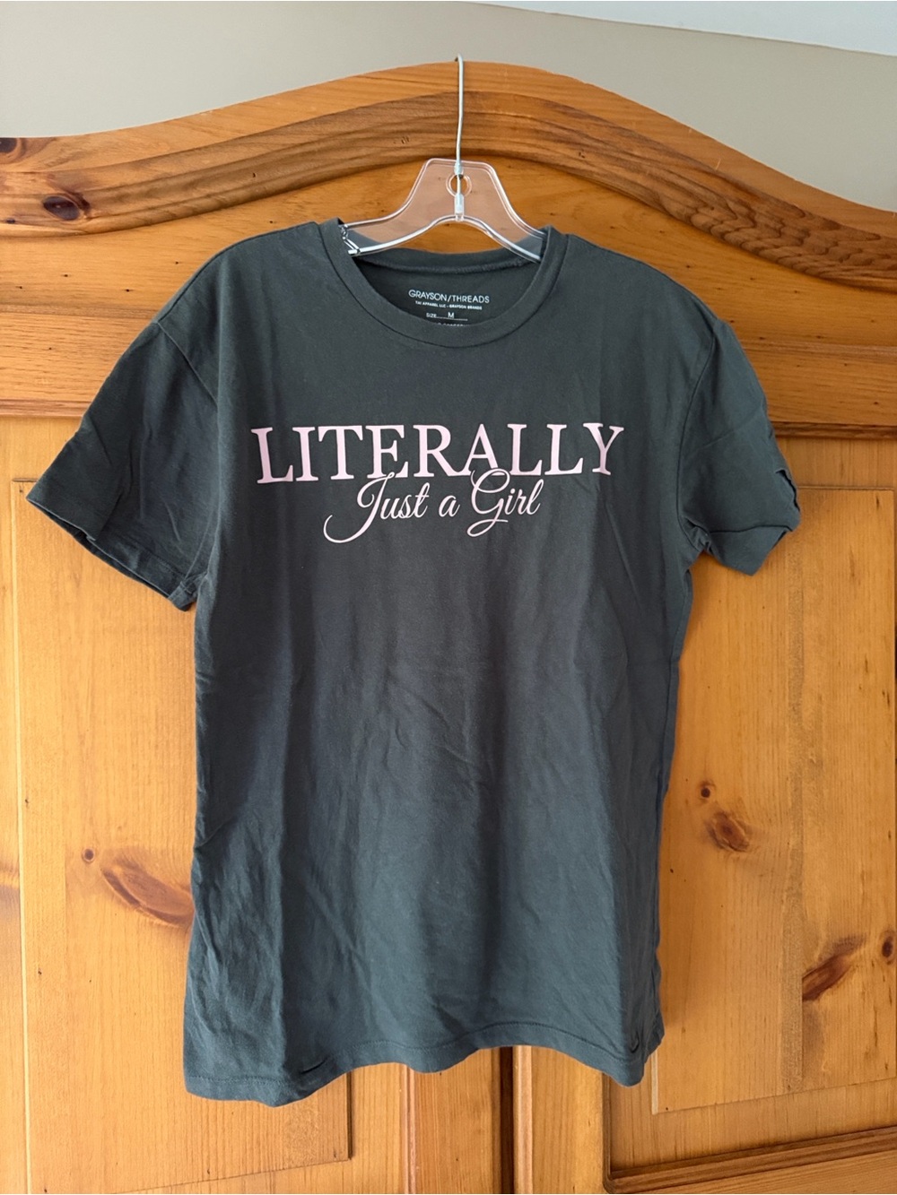 Grayson Threads Dark Gray Tee with Pink "Literally Just a Girl" Graphic